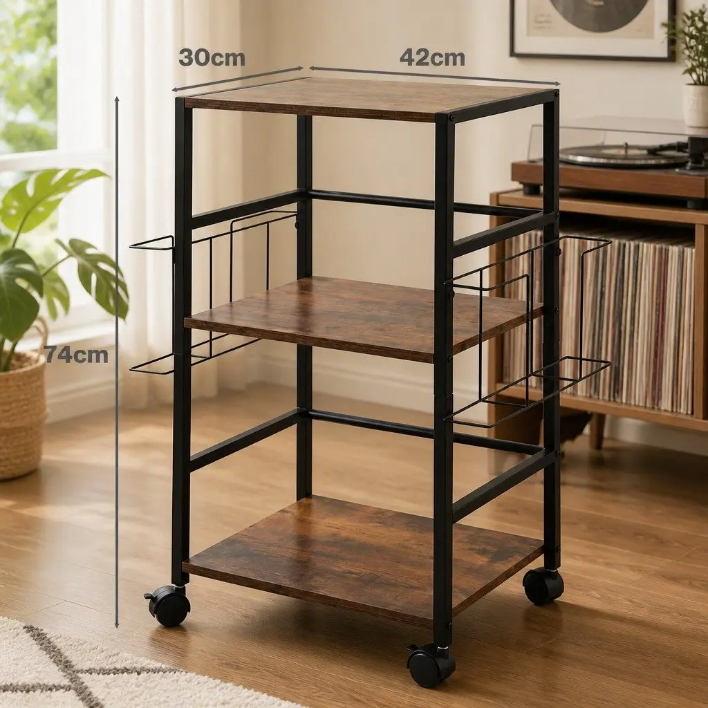 Record Player Stand with Storage 3-Tier Vinyl Holder Display Shelf Turntable