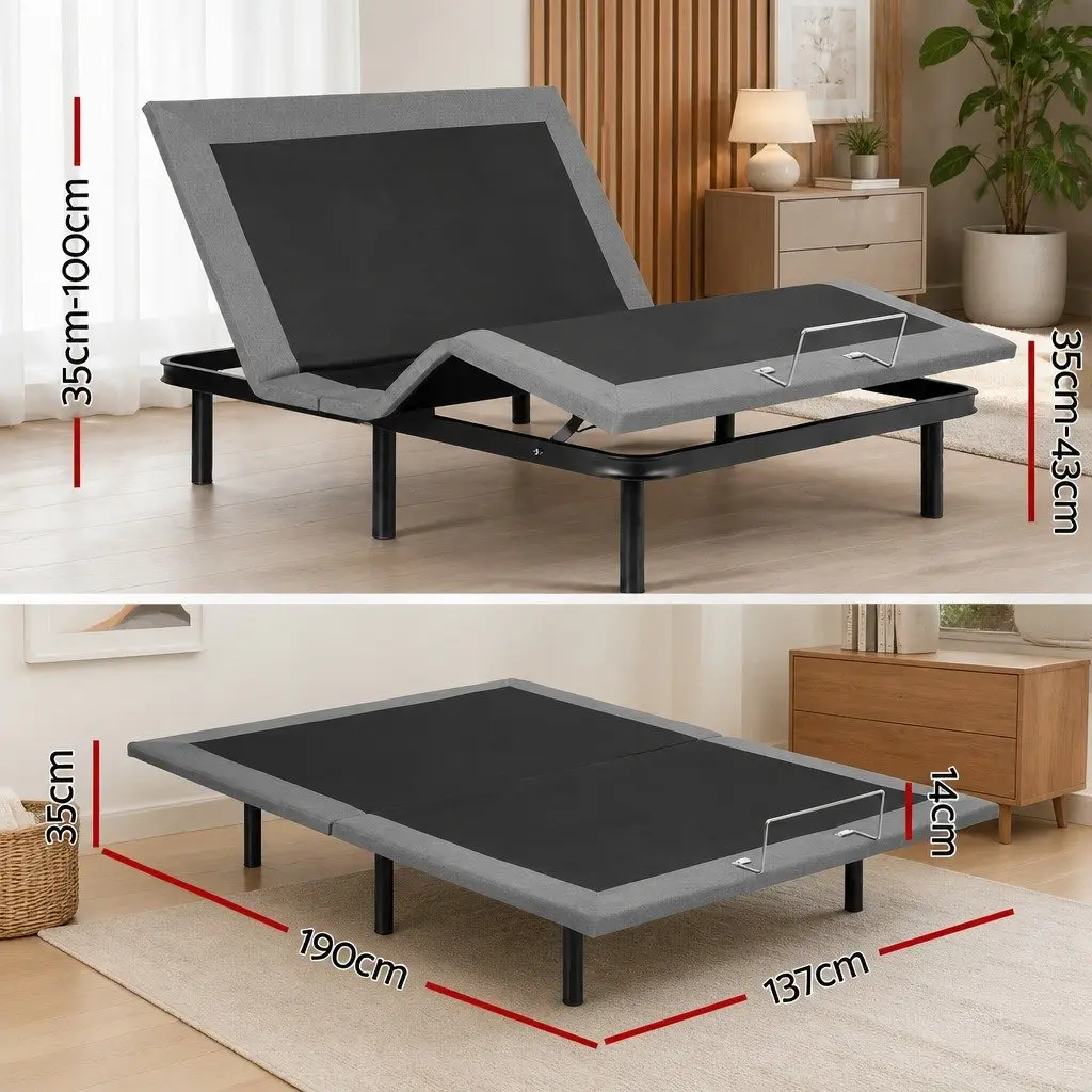 Electric Adjustable Bed Frame Double Size for Bedroom Wireless Remote Zero Gravity