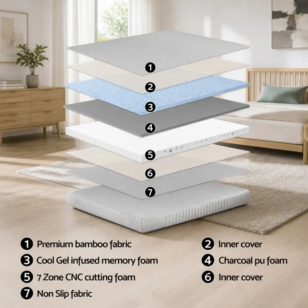 Double Electric Adjustable Bed Frame with Memory Foam Mattress Set Double Size