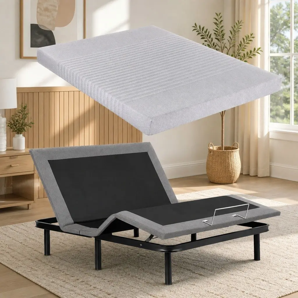 Electric Adjustable Bed Frame & 15cm Thick Memory Foam Set