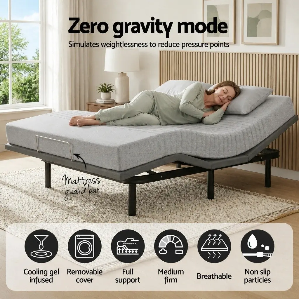 Electric Adjustable Bed Frame & 15cm Thick Memory Foam Set