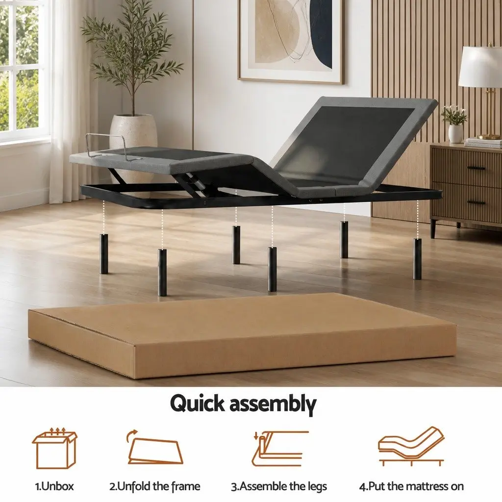 Electric Adjustable Bed Frame & 15cm Thick Memory Foam Set