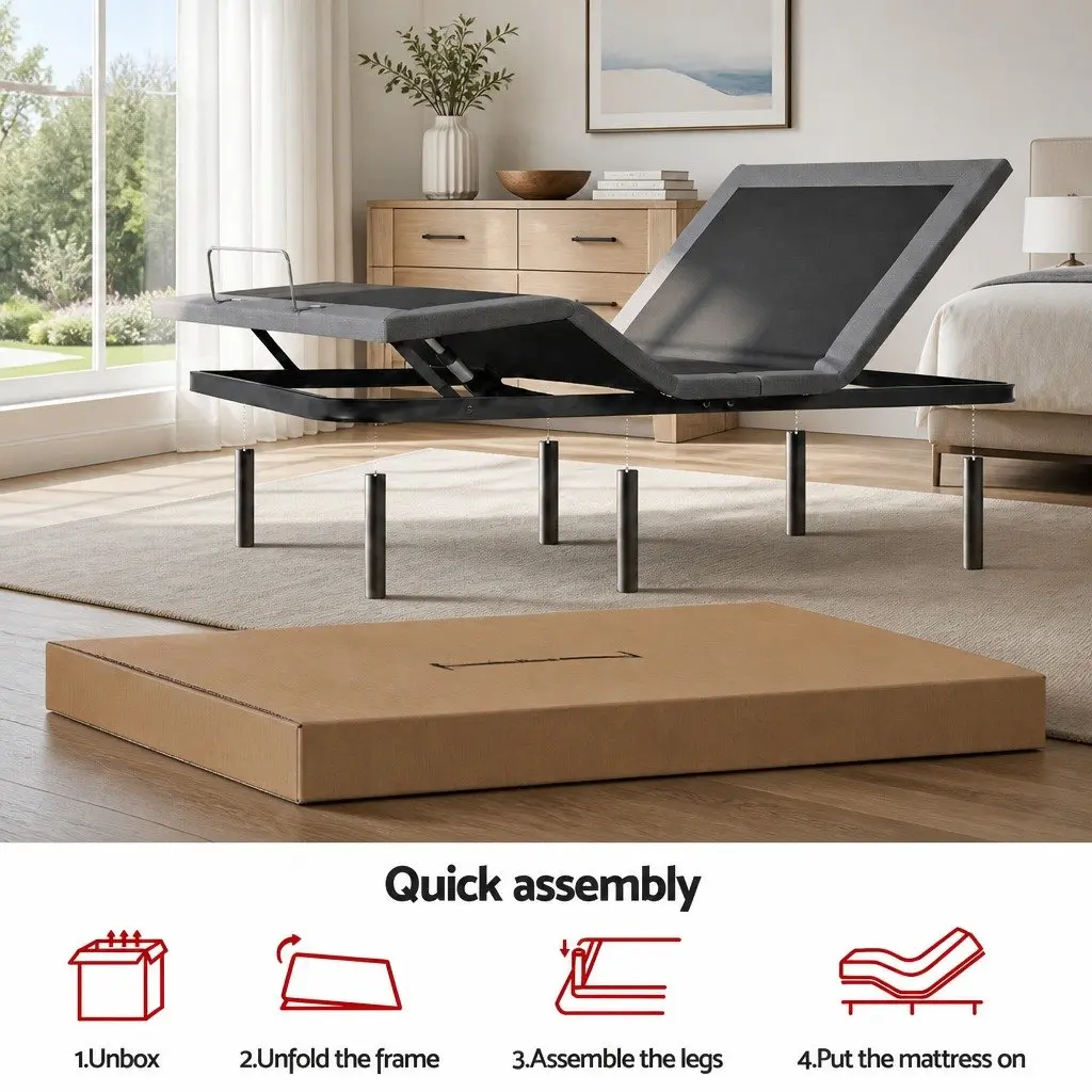 Double Adjustable Bed Frame with Memory Foam Mattress Double Size