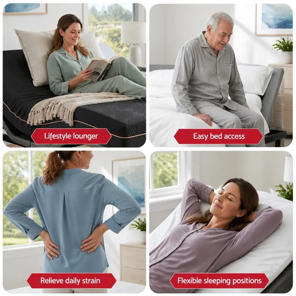 King Size Adjustable Bed Frame with Memory Foam Mattress