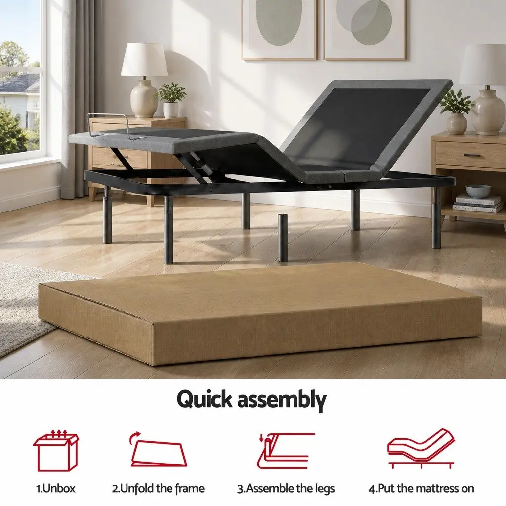 Queen Adjustable Bed Frame with Mattress