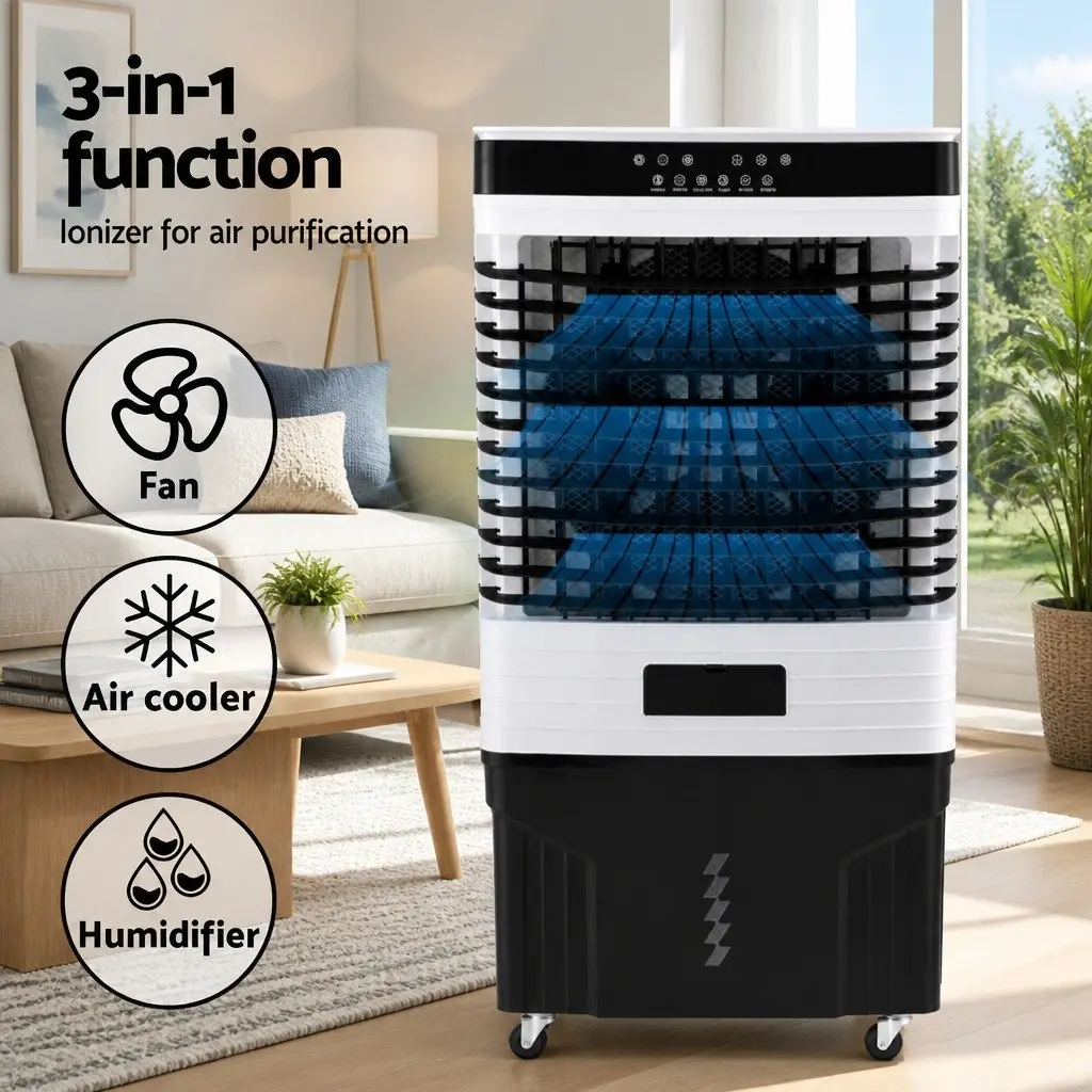 Evaporative Air Cooler 60L Portable Humidifier Purifier for Home Use with Remote Control