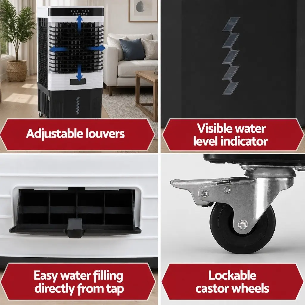 Evaporative Air Cooler 60L Portable Humidifier Purifier for Home Use with Remote Control