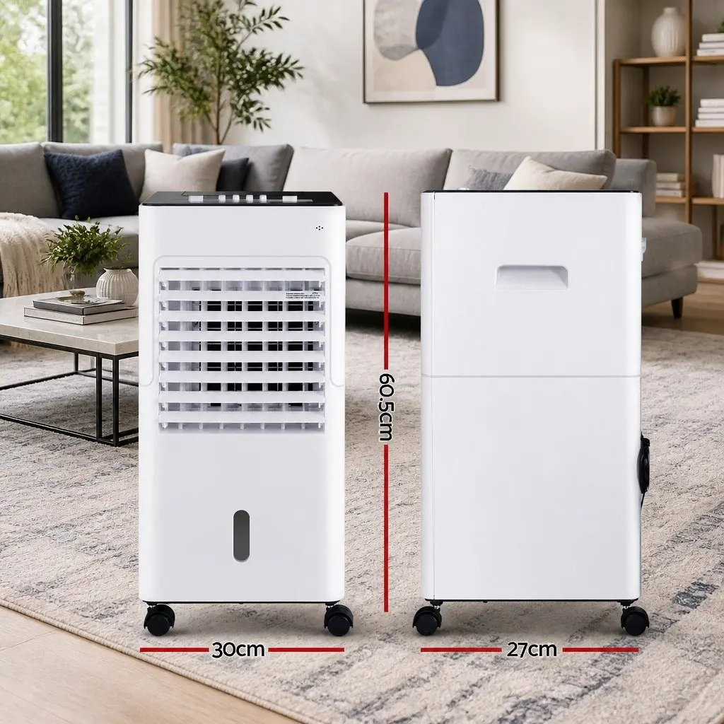 Evaporative Air Cooler for Home 6L Water Tank Portable Humidifier Purifier Fan White