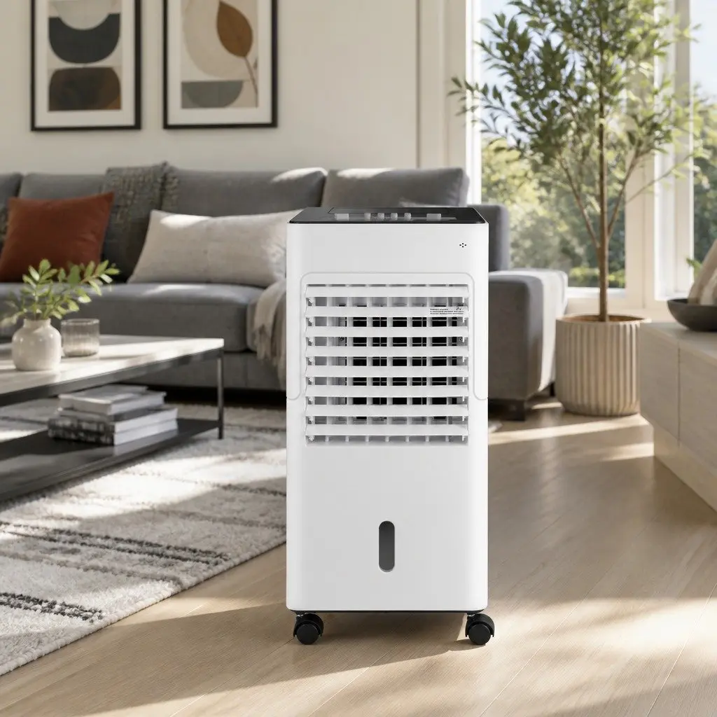 Evaporative Air Cooler for Home 6L Water Tank Portable Humidifier Purifier Fan White