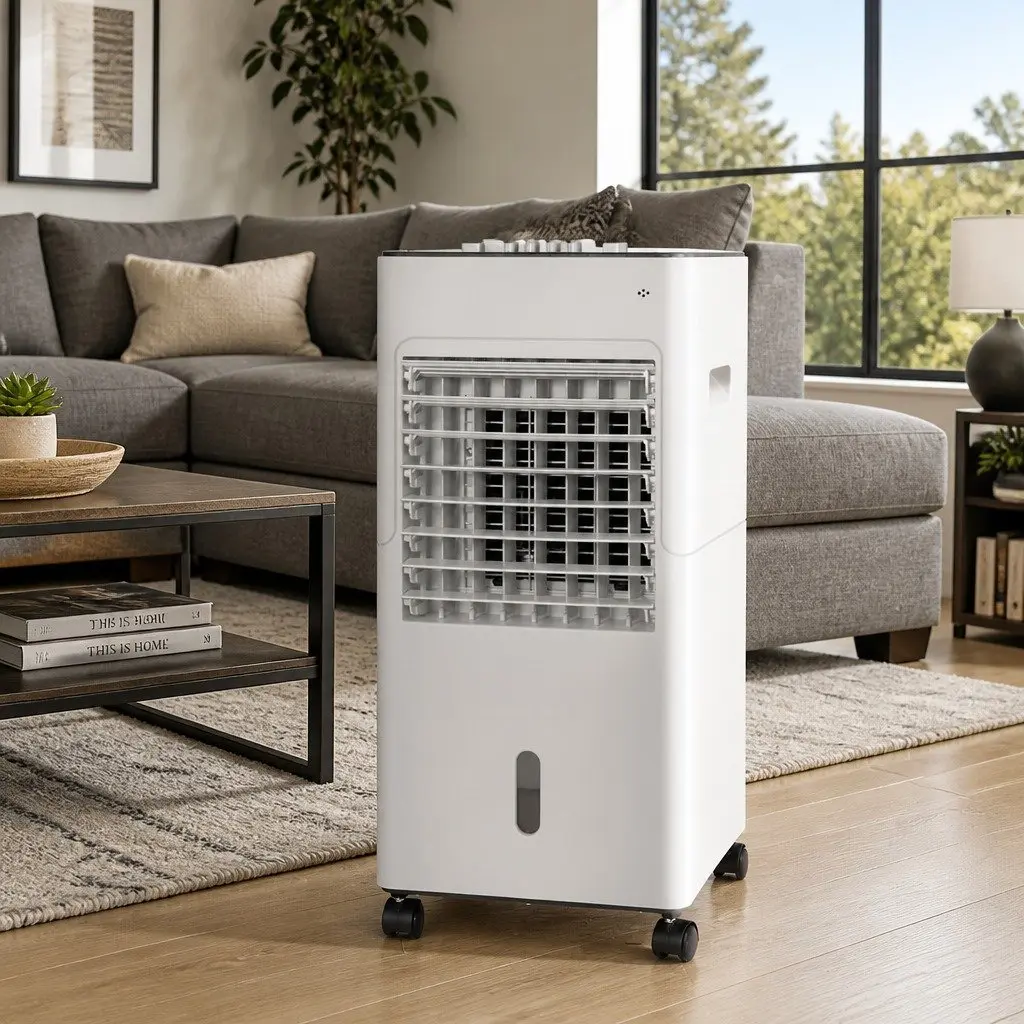 Evaporative Air Cooler for Home 6L Water Tank Portable Humidifier Purifier Fan White