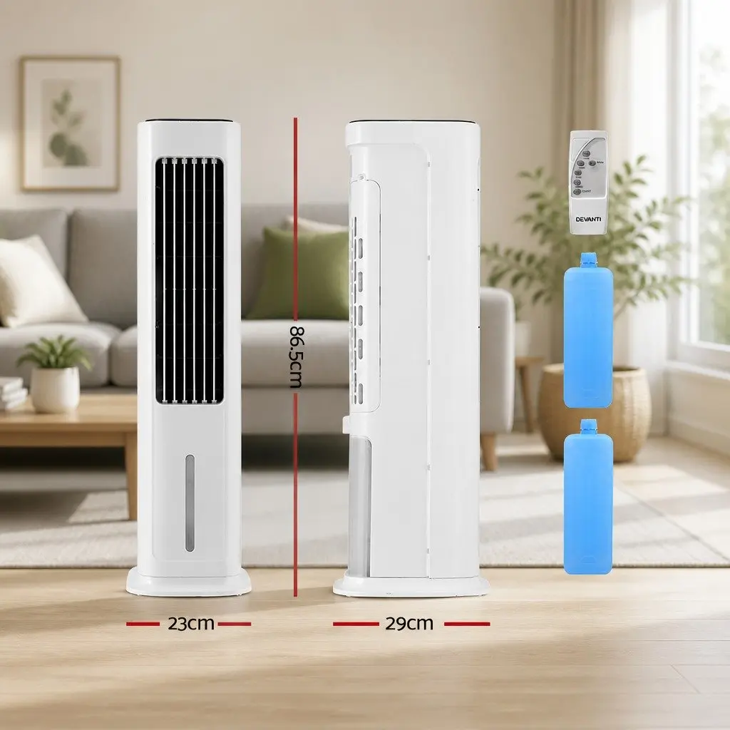 Evaporative Cooler Portable Fan Humidifier Purifier for Room 6L White
