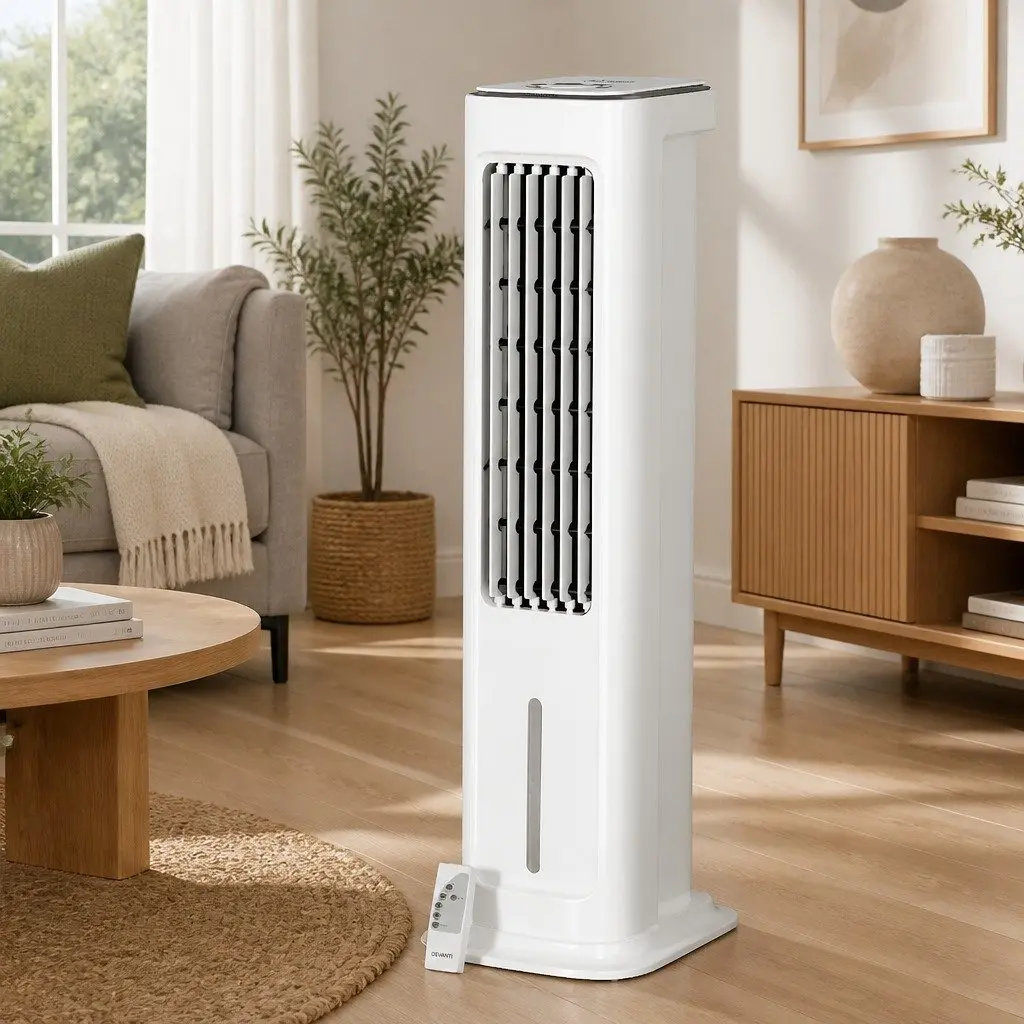 Evaporative Cooler Portable Fan Humidifier Purifier for Room 6L White