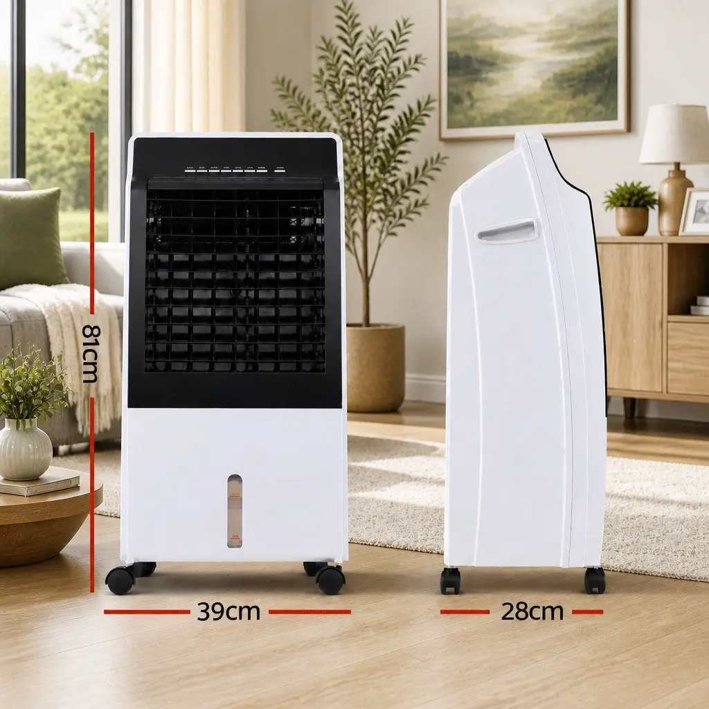 Evaporative Air Cooler Humidifier White 8L for Home Office with Remote Control