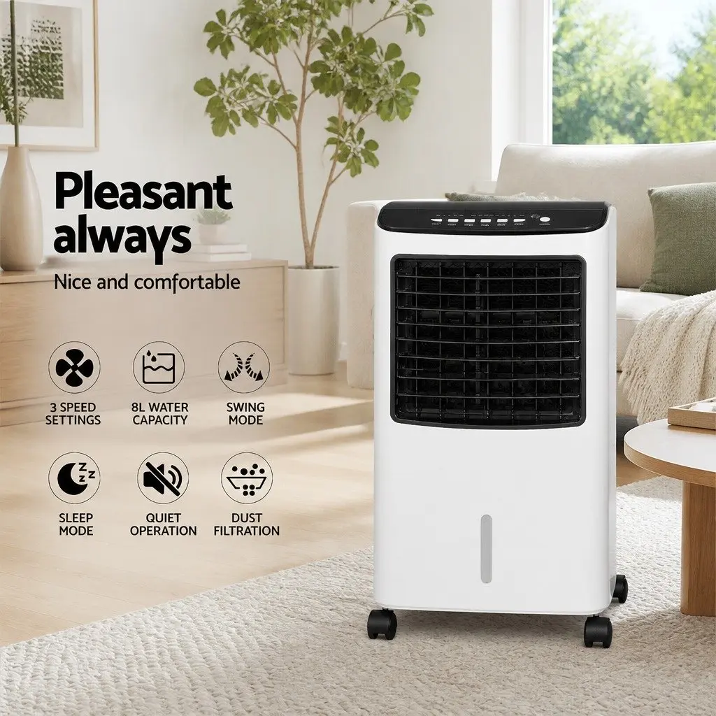 Evaporative Air Cooler 8L Room Humidifier Purifier Fan White