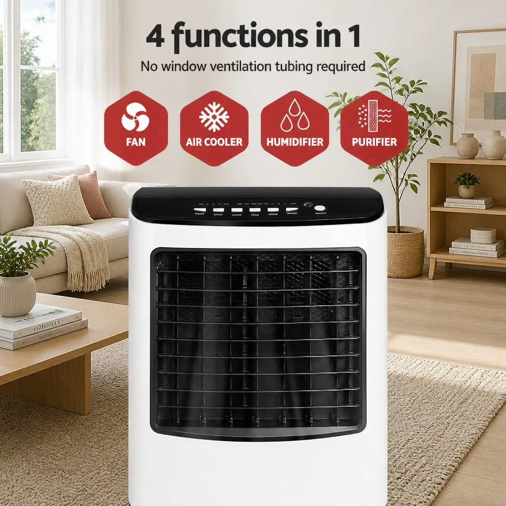 Evaporative Air Cooler 8L Room Humidifier Purifier Fan White