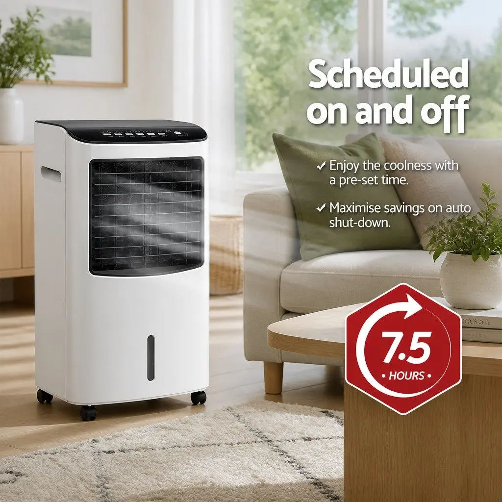 Evaporative Air Cooler 8L Room Humidifier Purifier Fan White