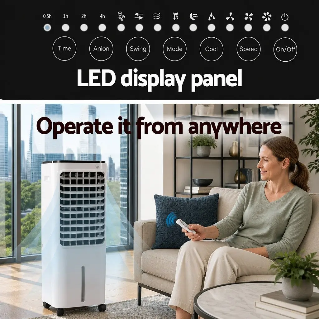 Evaporative Air Cooler for Home and Office 12L Water Tank Portable White