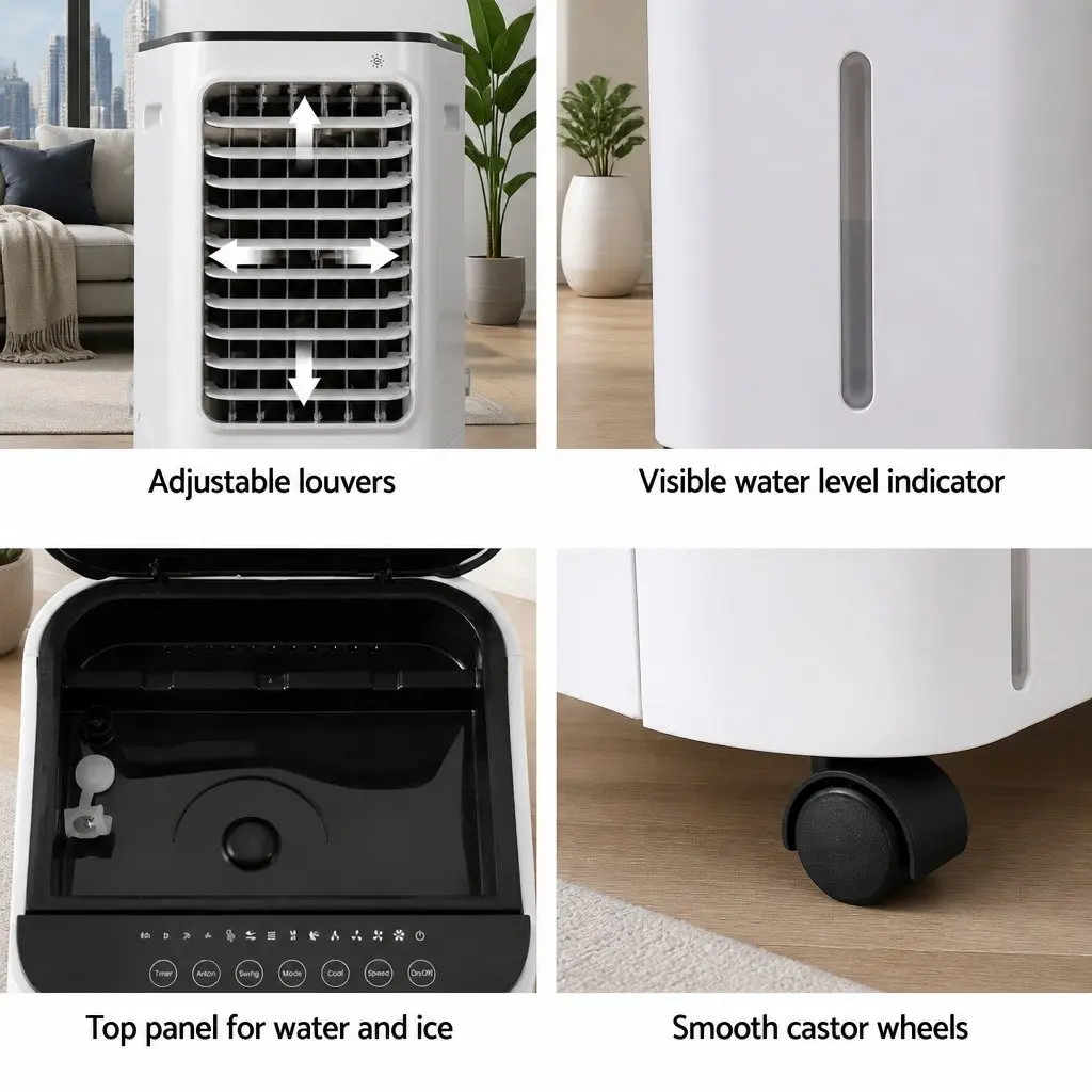 Evaporative Air Cooler for Home and Office 12L Water Tank Portable White