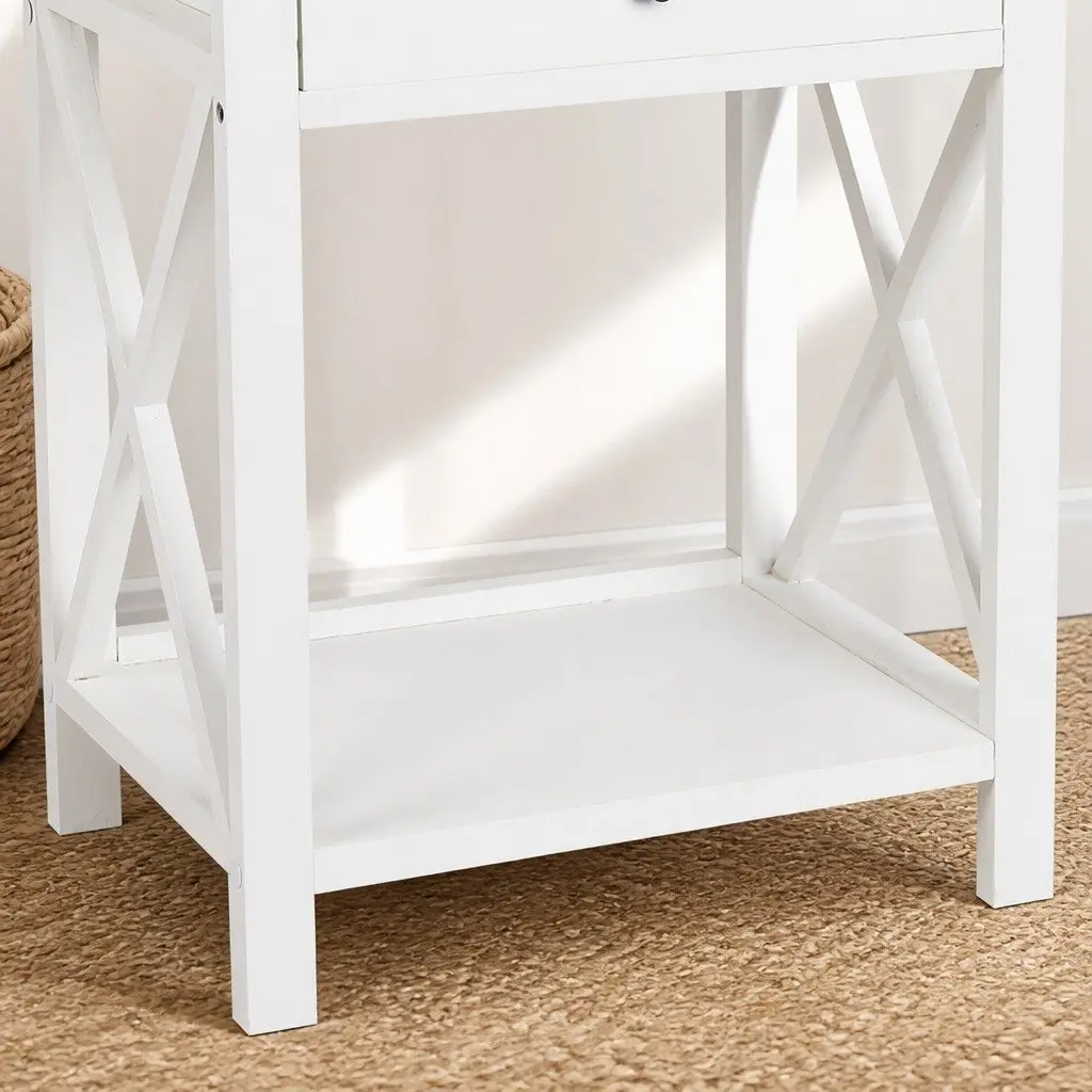 Bedside Tables with Drawers Set of 2 Modern Nightstand Storage Side Table