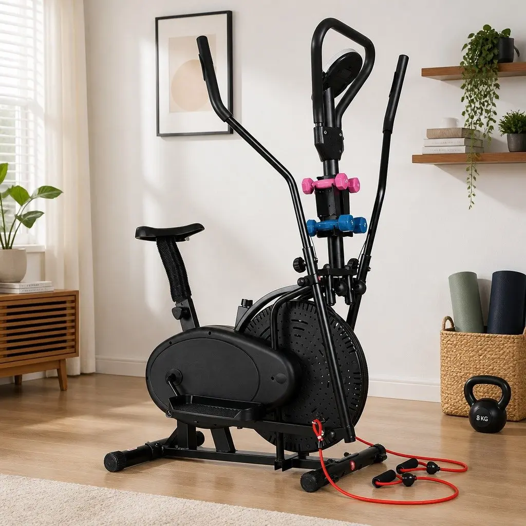 Exercise Bike 6 in 1 Elliptical Cross Trainer Home Gym Indoor Fitness Machine