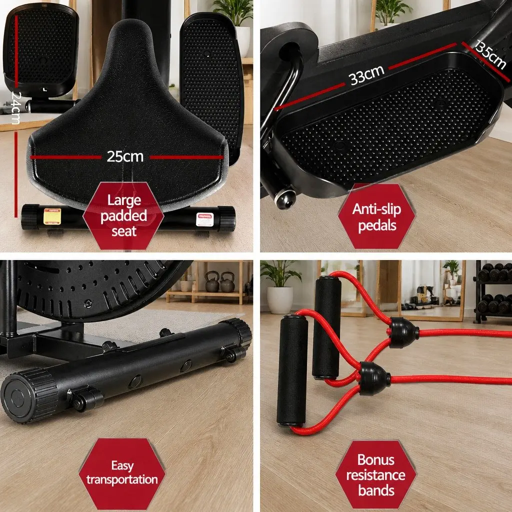 4 in 1 Cross Trainer Exercise Bike for Home Gym Indoor Use Adjustable Resistance Black