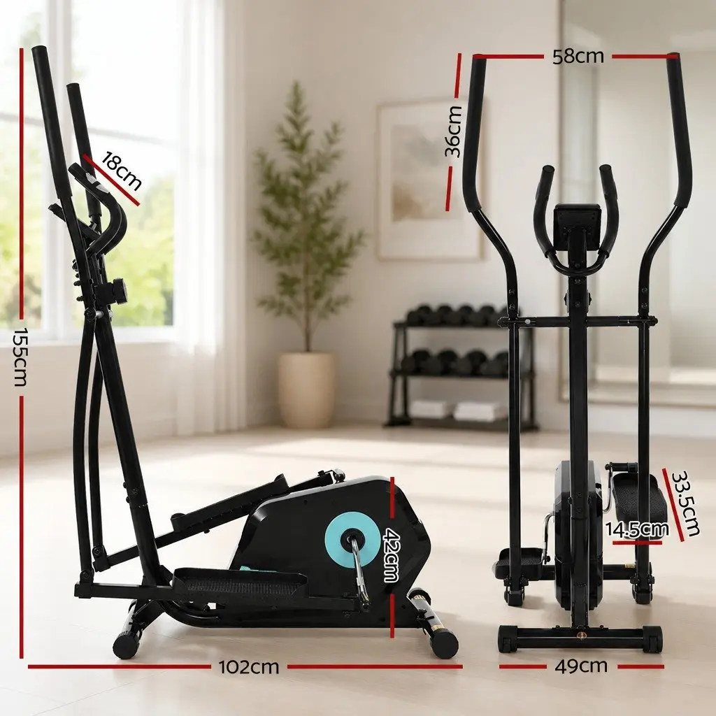 Elliptical Cross Trainer Exercise Bike Home Gym Fitness Machine Black 8 Level