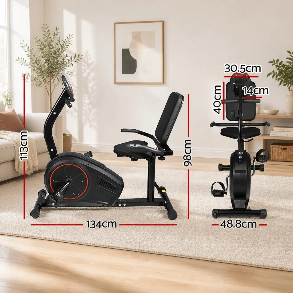 Recumbent Exercise Bike Magnetic Indoor Cycling Home Gym Cardio 8 Resistance