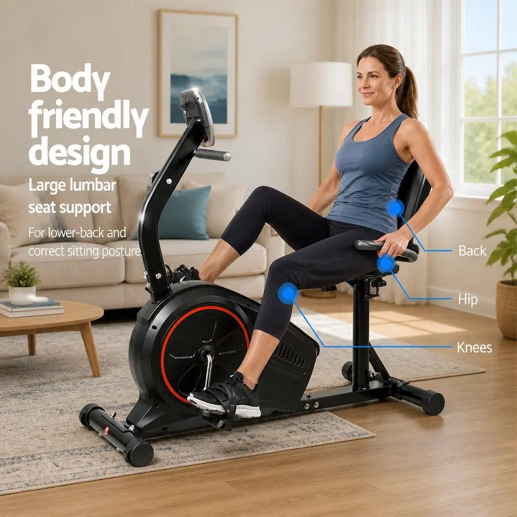Recumbent Exercise Bike Magnetic Indoor Cycling Home Gym Cardio 8 Resistance