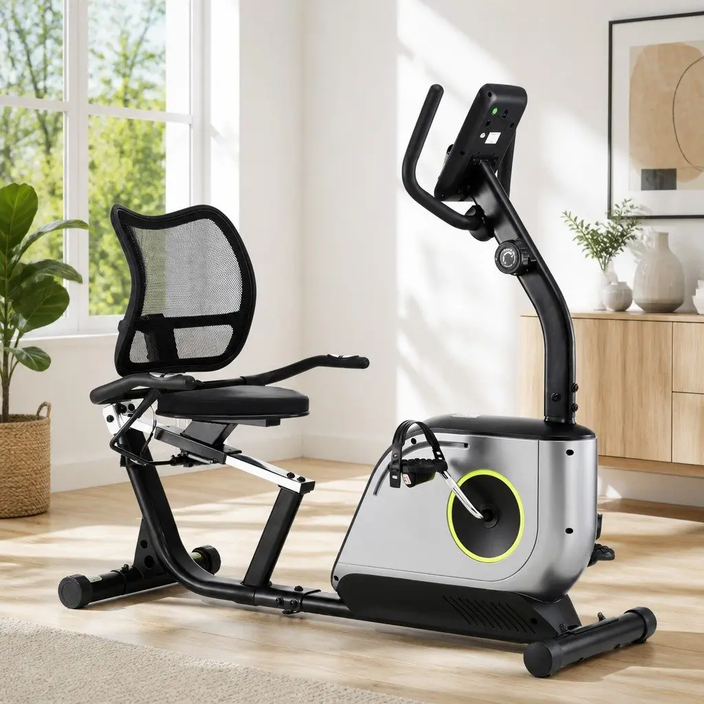 Recumbent Exercise Bike for Home Gym 127 x 42.5 x 115 cm Black