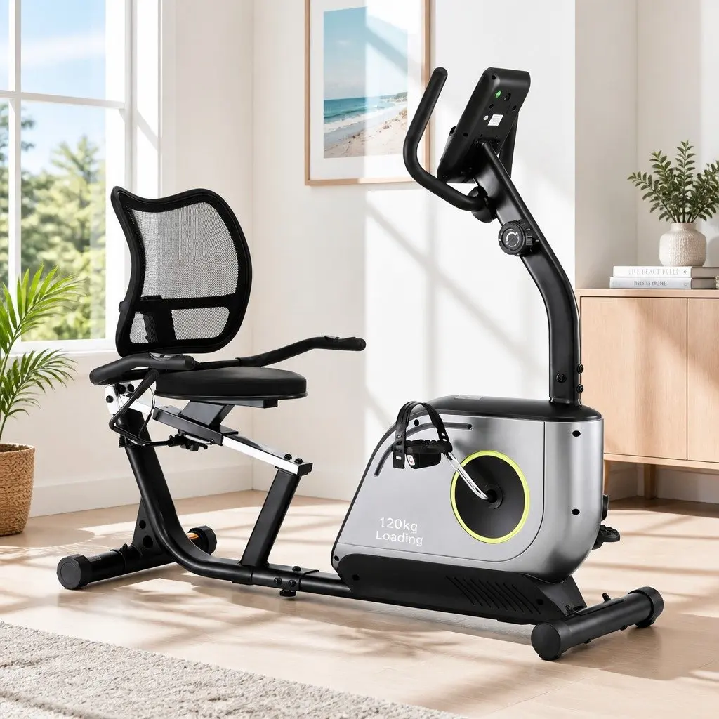 Recumbent Exercise Bike for Home Gym 127 x 42.5 x 115 cm Black