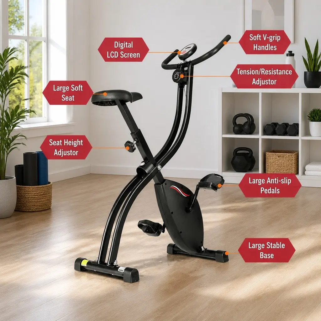 Folding Exercise Bike Indoor Cycling Compact Size