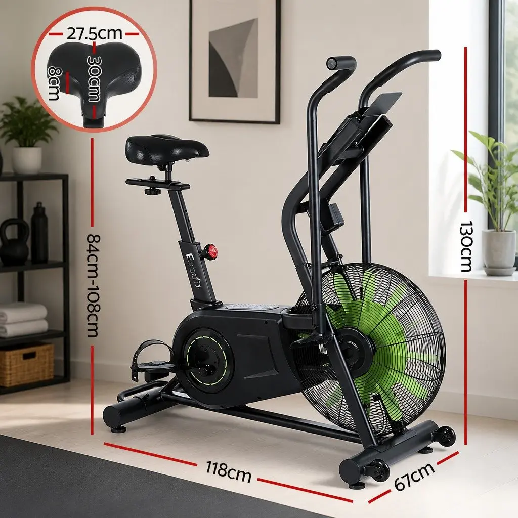 Air Bike Dual Action Exercise Bike Fitness Home Gym Cardio Full Body Workout 118 x 67 x 130cm