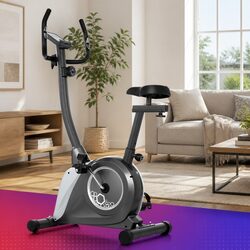 Magnetic Exercise Bike Upright Fitness Home Gym Cardio Trainer Grey 120kg