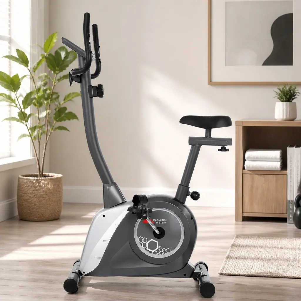 Exercise Bike Home Gym Cardio Trainer Magnetic Resistance Grey 93.5 x 48 x 137.5cm