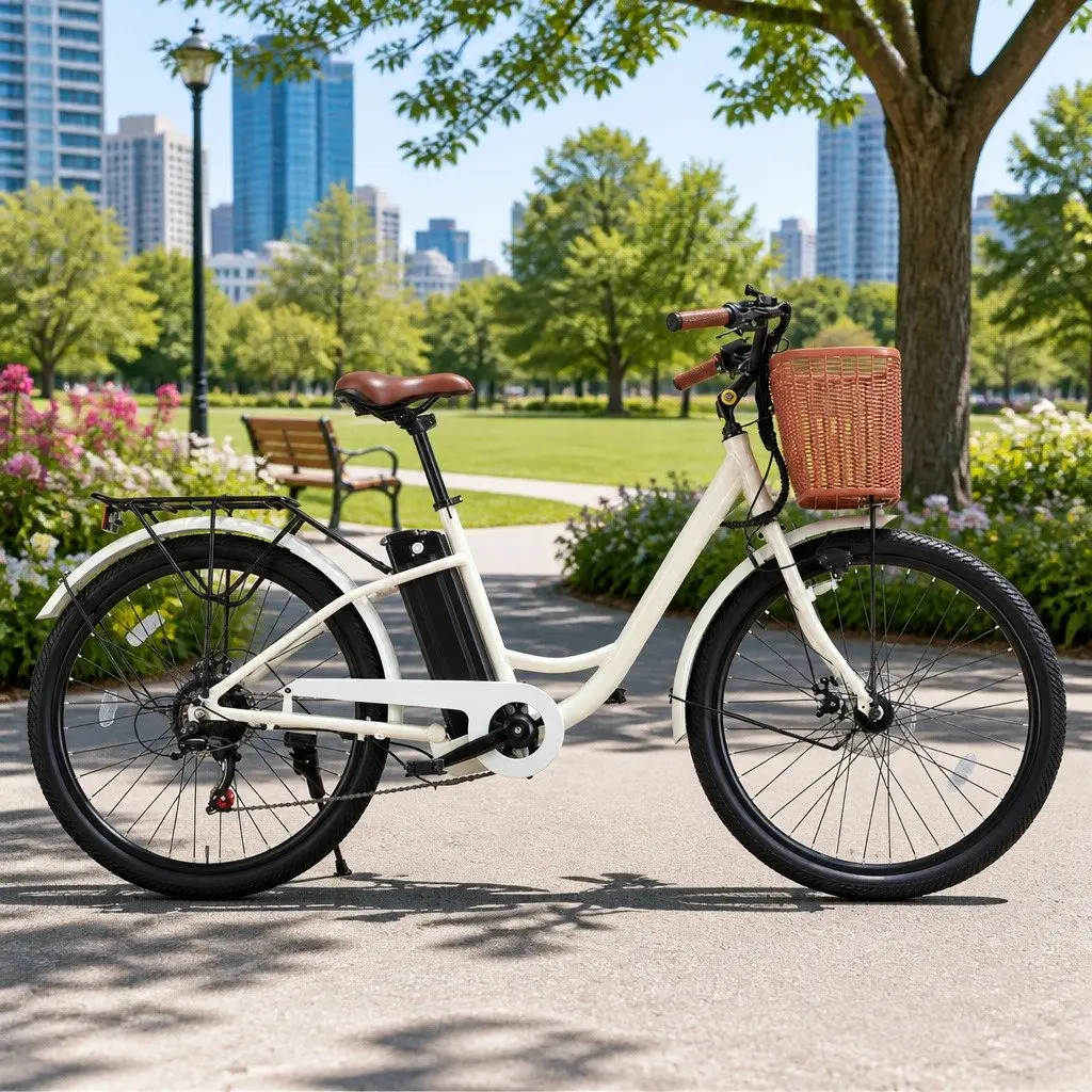 Electric City Bike 26" eBike Commuter Bicycle Brushless Motor Battery Powered