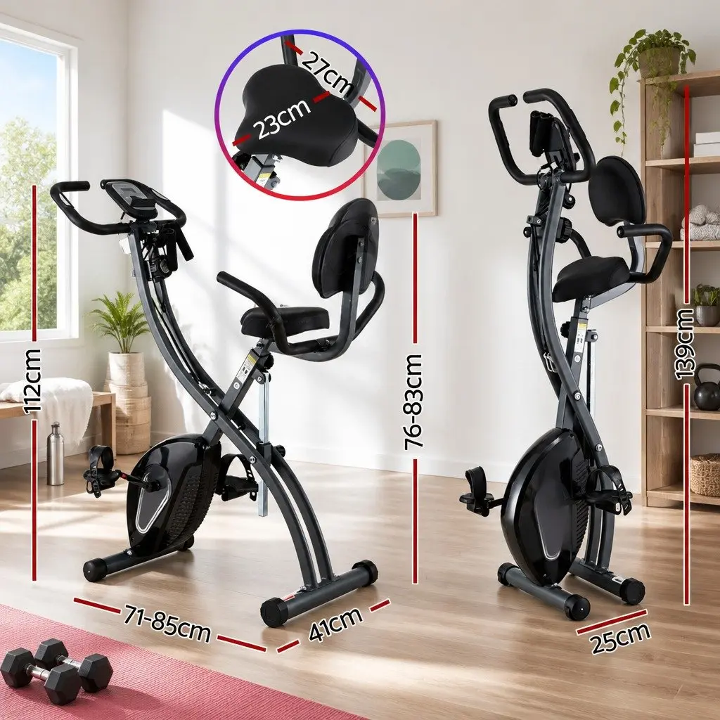 Folding Exercise Bike Magnetic X-Frame Indoor Aerobic Trainer Compact Size