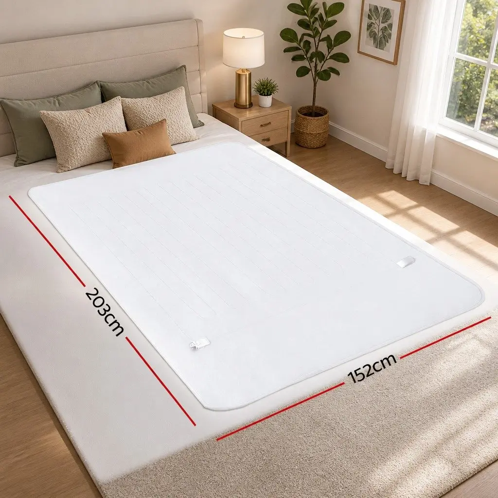 Queen Size Electric Blanket Fitted Polyester Heated Bed Throw