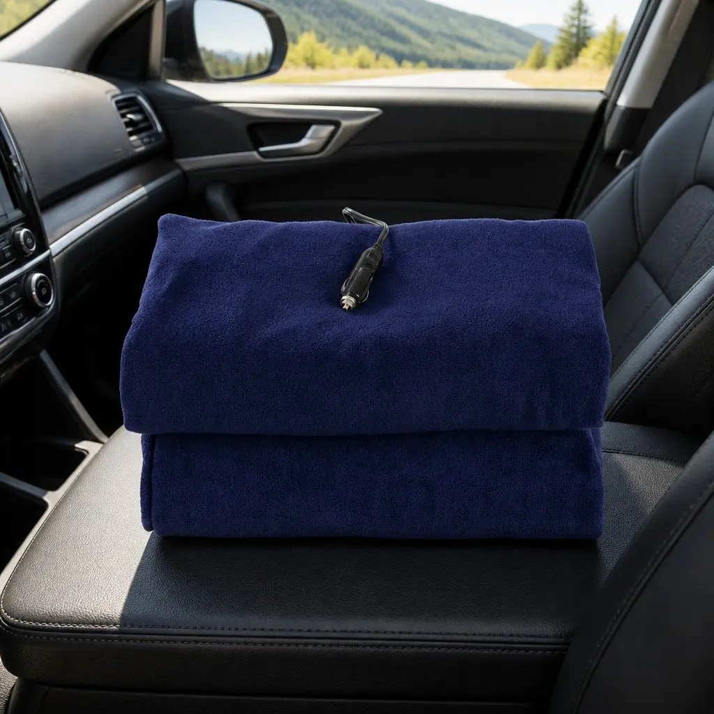 Electric Heated Blanket for Car Truck Camping 150cm x 110cm Navy Blue