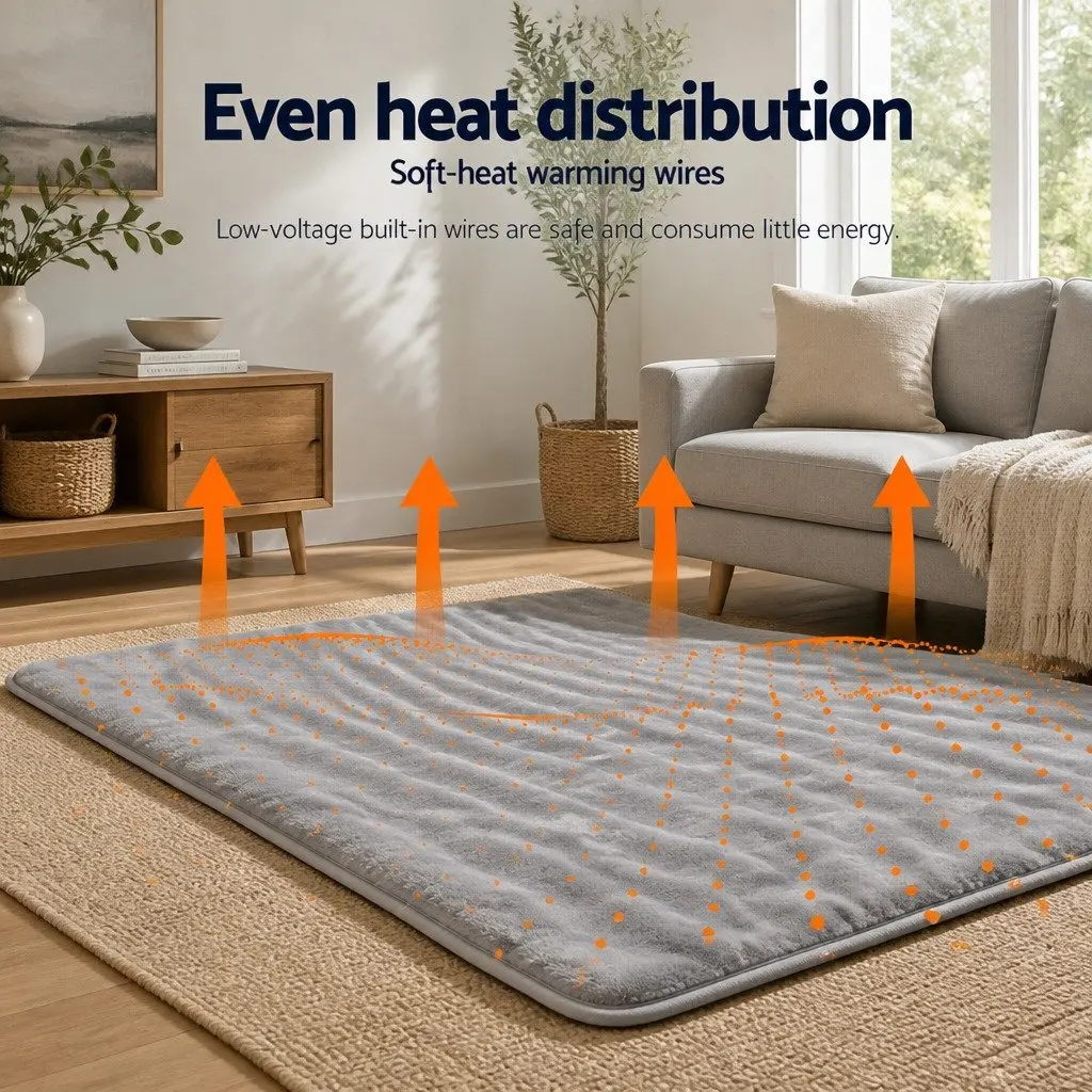 Electric Heated Throw Rug Fleece Blanket Washable Warm Cosy Silver 160x130cm