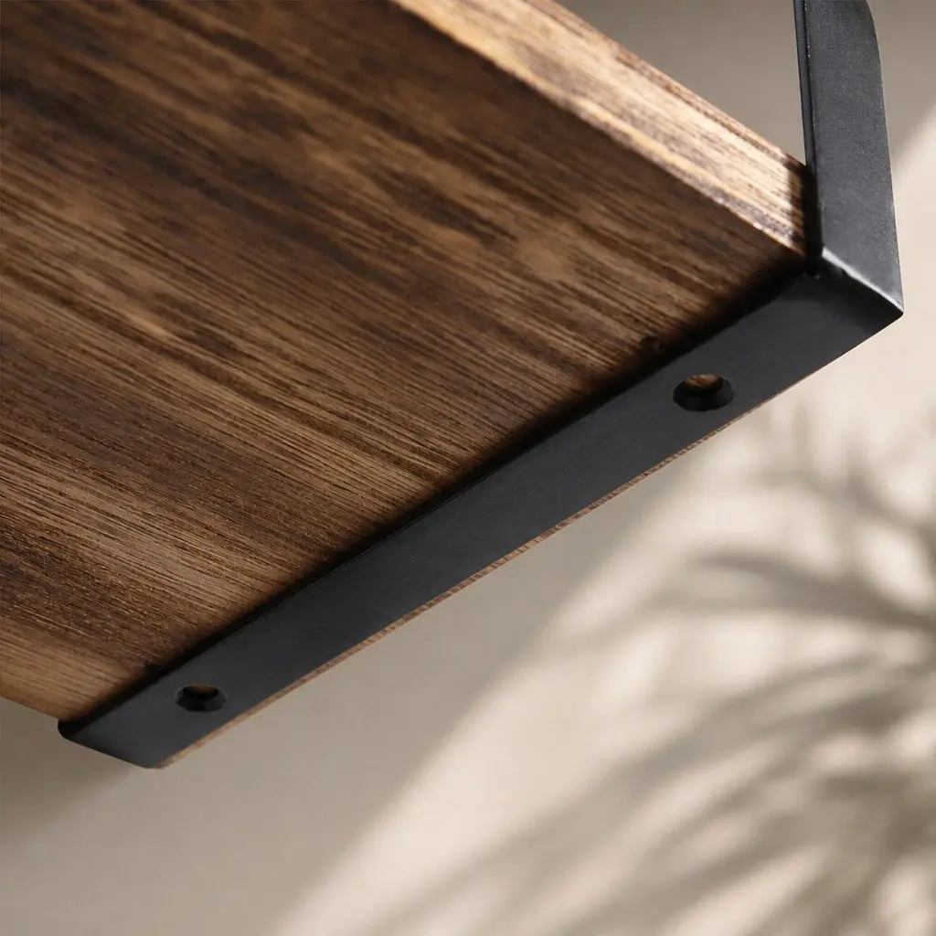 Floating Shelf Brackets Home Office 3 Piece Paulownia Wood Industrial Style