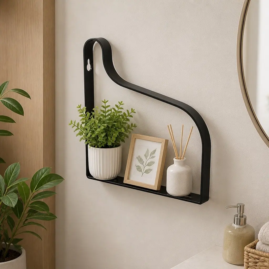 Floating Shelf Brackets Home Office 3 Piece Paulownia Wood Industrial Style