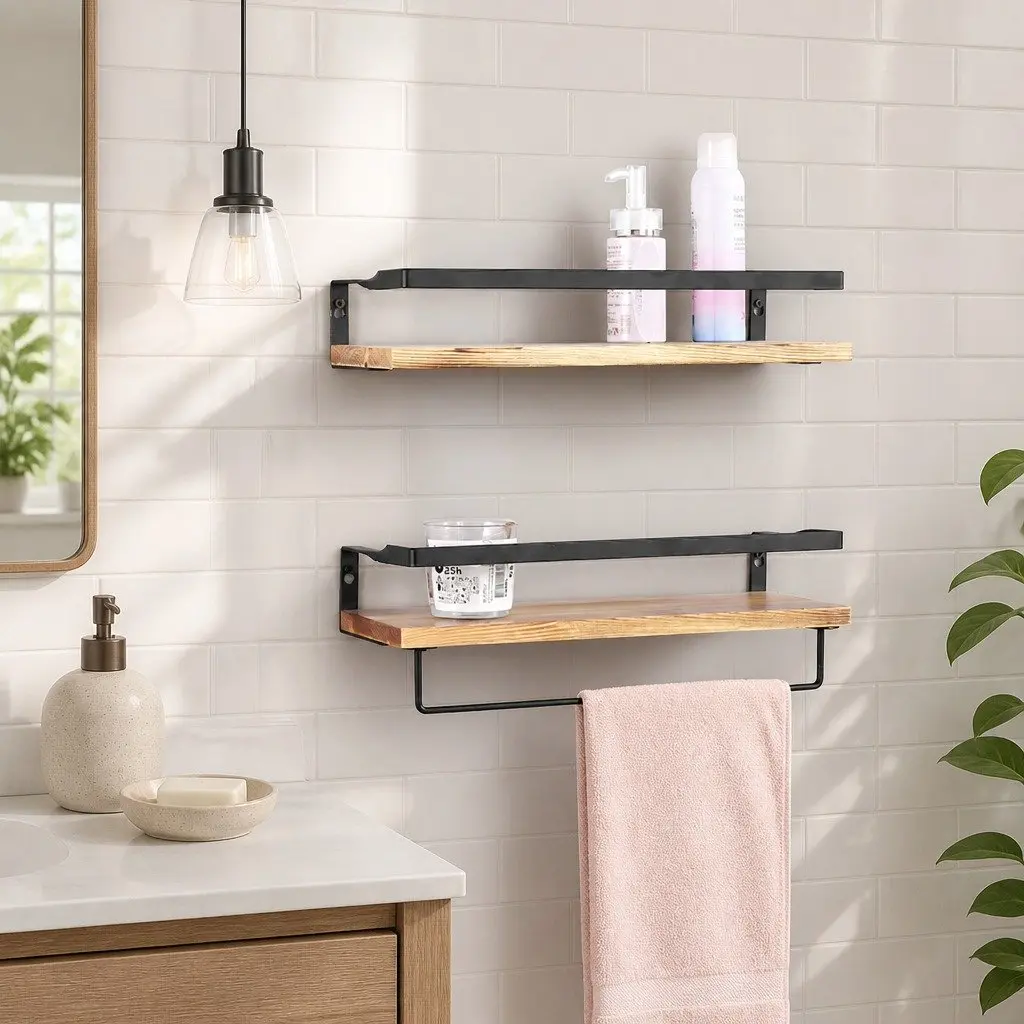 Floating Shelf Brackets Wall Mount Storage Display Industrial Style Home Office 40cm x 15cm x 6.8cm