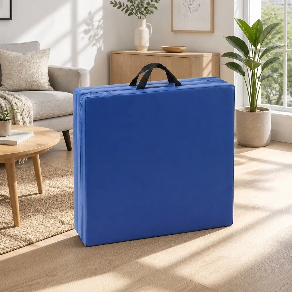 Gymnastics Mat for Home Workouts 180x60cm Portable 3 Fold Blue