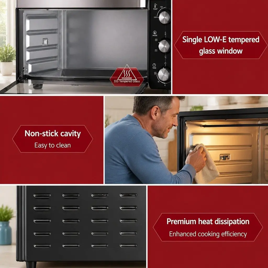 30L Convection Oven Kitchen Electric Fryer Compact Black
