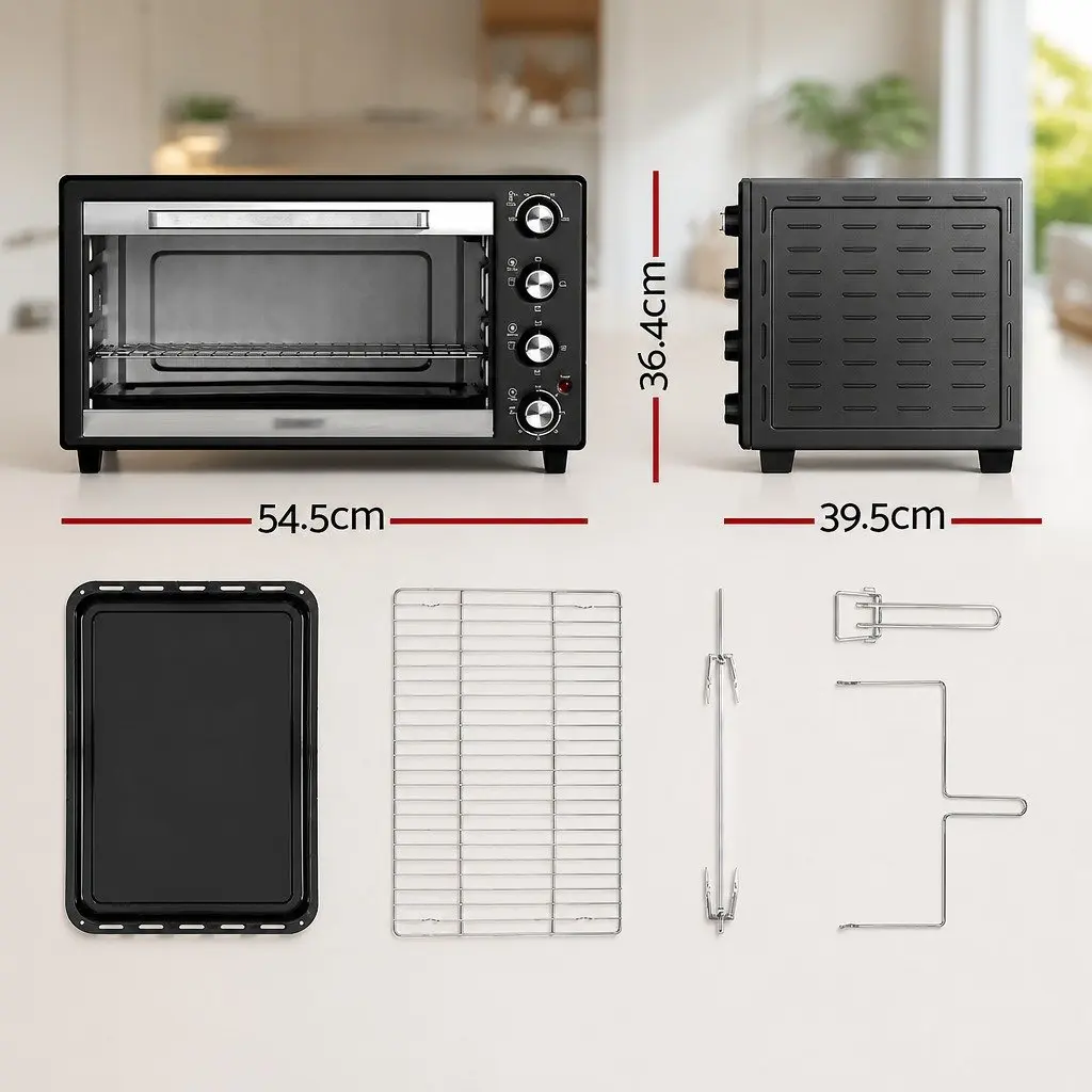 Convection Oven Kitchen 45L Portable Electric Rotisserie Bake Grill Roast