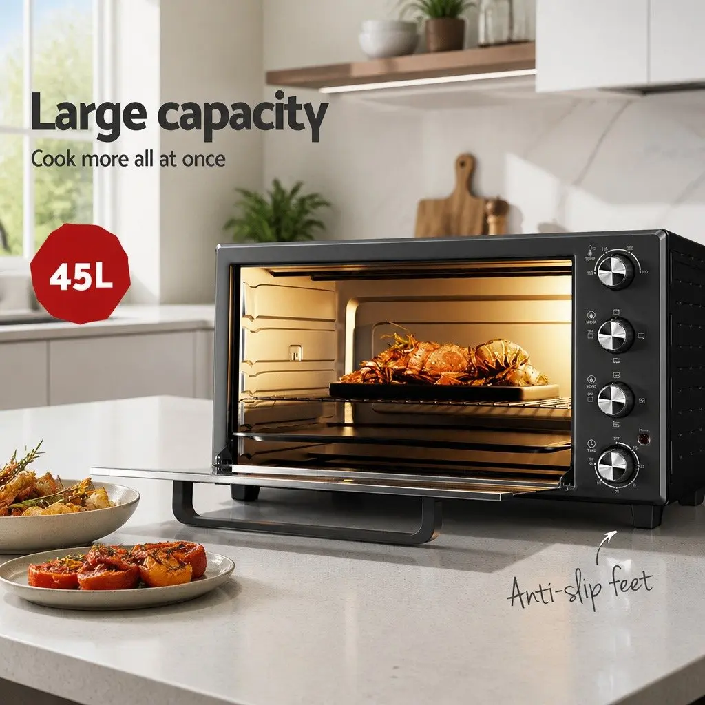 Convection Oven Kitchen 45L Portable Electric Rotisserie Bake Grill Roast