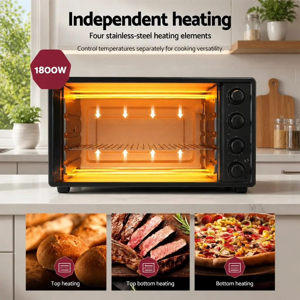 Convection Oven Kitchen 45L Portable Electric Rotisserie Bake Grill Roast