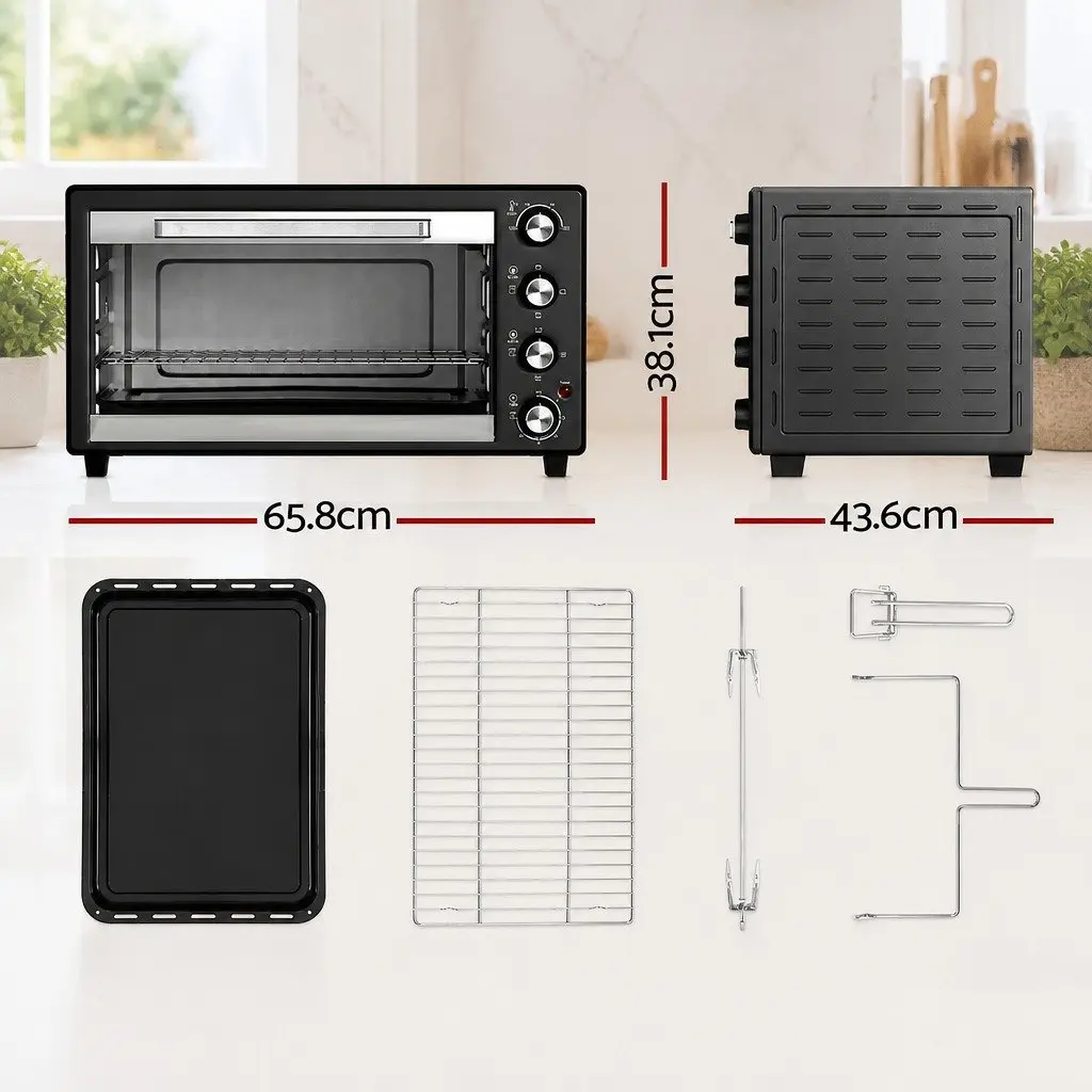 60L Convection Oven Electric Fryer for Kitchen Baking Roasting Grilling