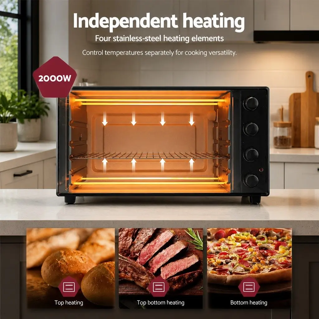 60L Convection Oven Electric Fryer for Kitchen Baking Roasting Grilling