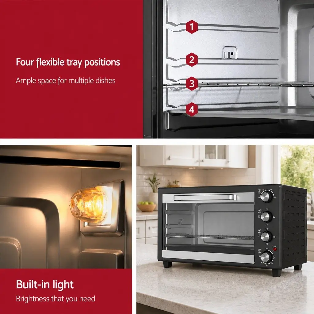 60L Convection Oven Electric Fryer for Kitchen Baking Roasting Grilling